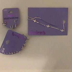 Claire’s 6prs Hoop Earrings Card, 3prs Stackable Earrings, & 1 Anklet. New
